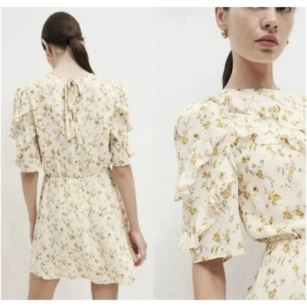 Reformation Malachi Beautiful Floral Mini Dress in Julius Cream Size 4 Small - Picture 3 of 10